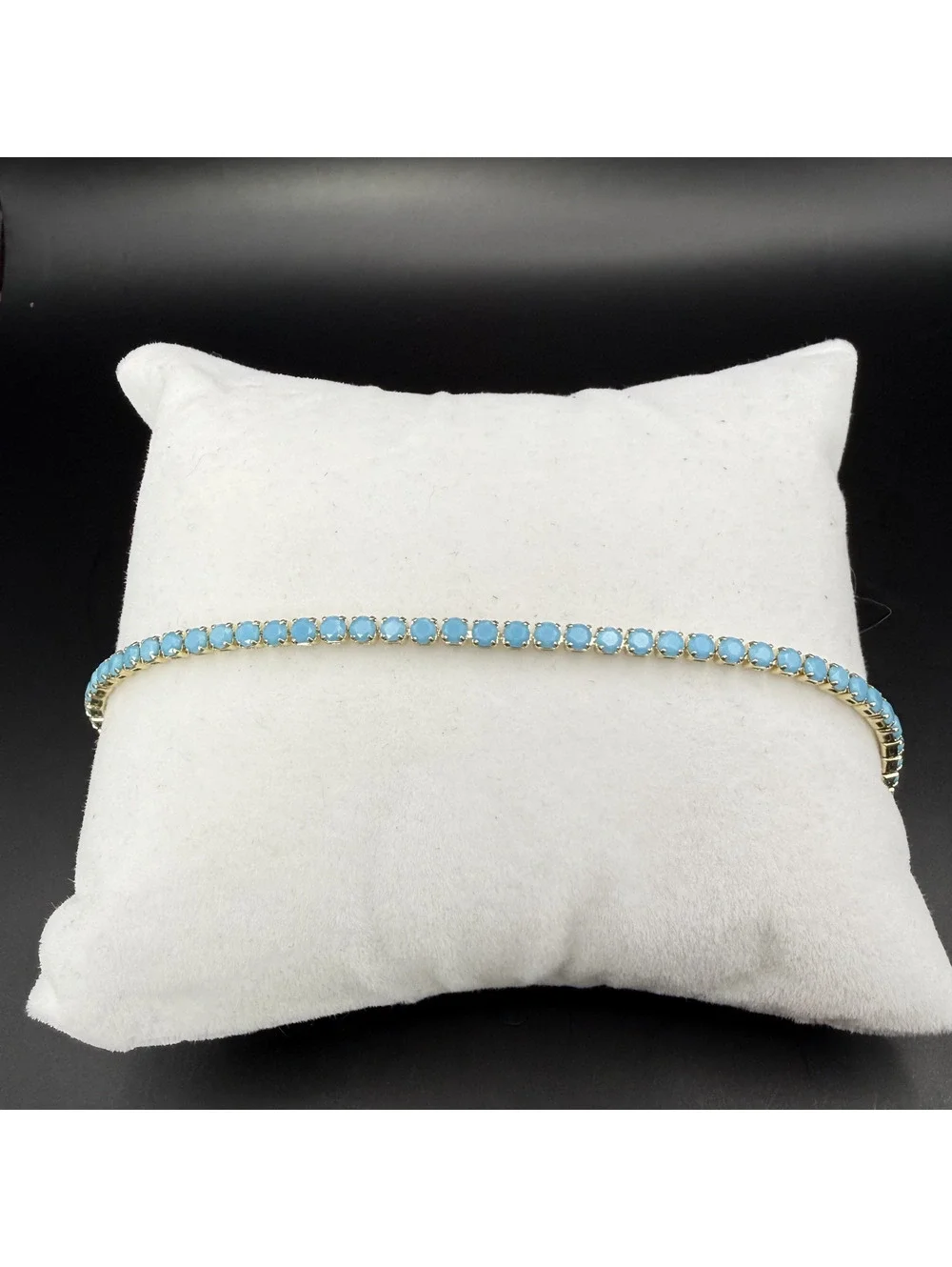 candy+clover turquoise gold tone tennis bracelet